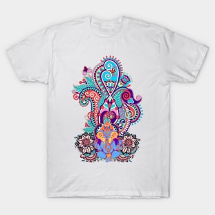 Ganesh Hindu Deity Colorful Paisley Ethnic India Motif T-Shirt